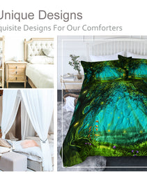 3pcs Green Light Forest Comforter Set Natural Comfort Bedding Duvet Game Summer Quilt Set