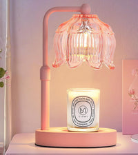 Gold Candle Warmer Lamp for Flower-Shaped Glass,Wax Melt Warmer for Jar Candles,Candle Warmer Lamp with Timer Dimmable, Birthday Mother'S Day Valentines Gifts for Women Mom Sister Wife Bedroom