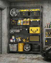 6 Tiers Storage Shelves Load 2100LBS, Metal Shelving Wire Metal Shelving Unit Shelves For Storage Adjustable Garage Shelving For Pantry Kitchen Garage Black 17.7  D X 47.3  W X 82.4  H