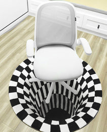 3D Vortex Carpet Black White Grid Bottomless Hole Illusion Rug Living Room Bedroom Anti-Slip Floor Mats Home Fashion Carpet Rugs