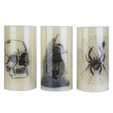 3 Pack Halloween Flameless Candle Lamp With Timer Setting Battery Operated Warm Orange Light Candles For Halloween Party Decoration - CJDS - FC