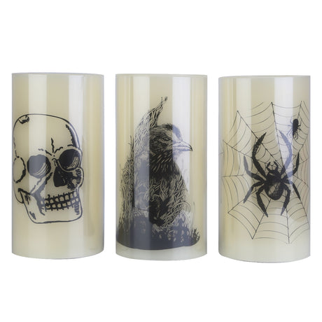 3 Pack Halloween Flameless Candle Lamp With Timer Setting Battery Operated Warm Orange Light Candles For Halloween Party Decoration - CJDS - FC