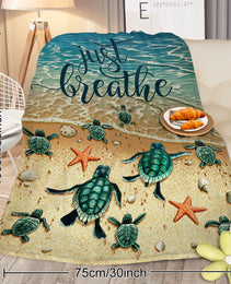 Tropical Baby Sea Turtle Flannel Fleece Blanket 3D Ocean Waves Flannel Soft Plush Throw Blanket Cozy Blankets For Bed Chair Car Sofa Couch Bedroom 75x100cm 130x150cm