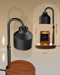 Electric Candle Warmer Lamp Black, Candle Lamp Warmer with Timer, Wax Warmer Lamp for Jar Candles, Adjustable Height Candle Light Warmer with 2 Bulbs
