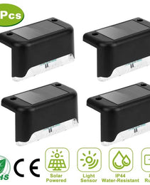 4Pcs Solar Powered LED Step Lights Outdoor Water-Resistant Dusk