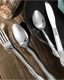 Product Name  Deluxe Premium Cutlery Flatware Set For The Home  Stainless Steel Cutlery Service With 1 Dinner Fork, 1 Dinner Knife, 1 Dinner Spoon And 1 Tea Spoon  Durable, Elegant And Rust  Resista