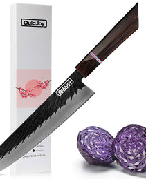 Qulajoy 8 Inch Japanese Chef Knife, Professional Hand Forged High Carbon Steel Kitchen Chef Knife,Cooking Knife With Ebony Handle