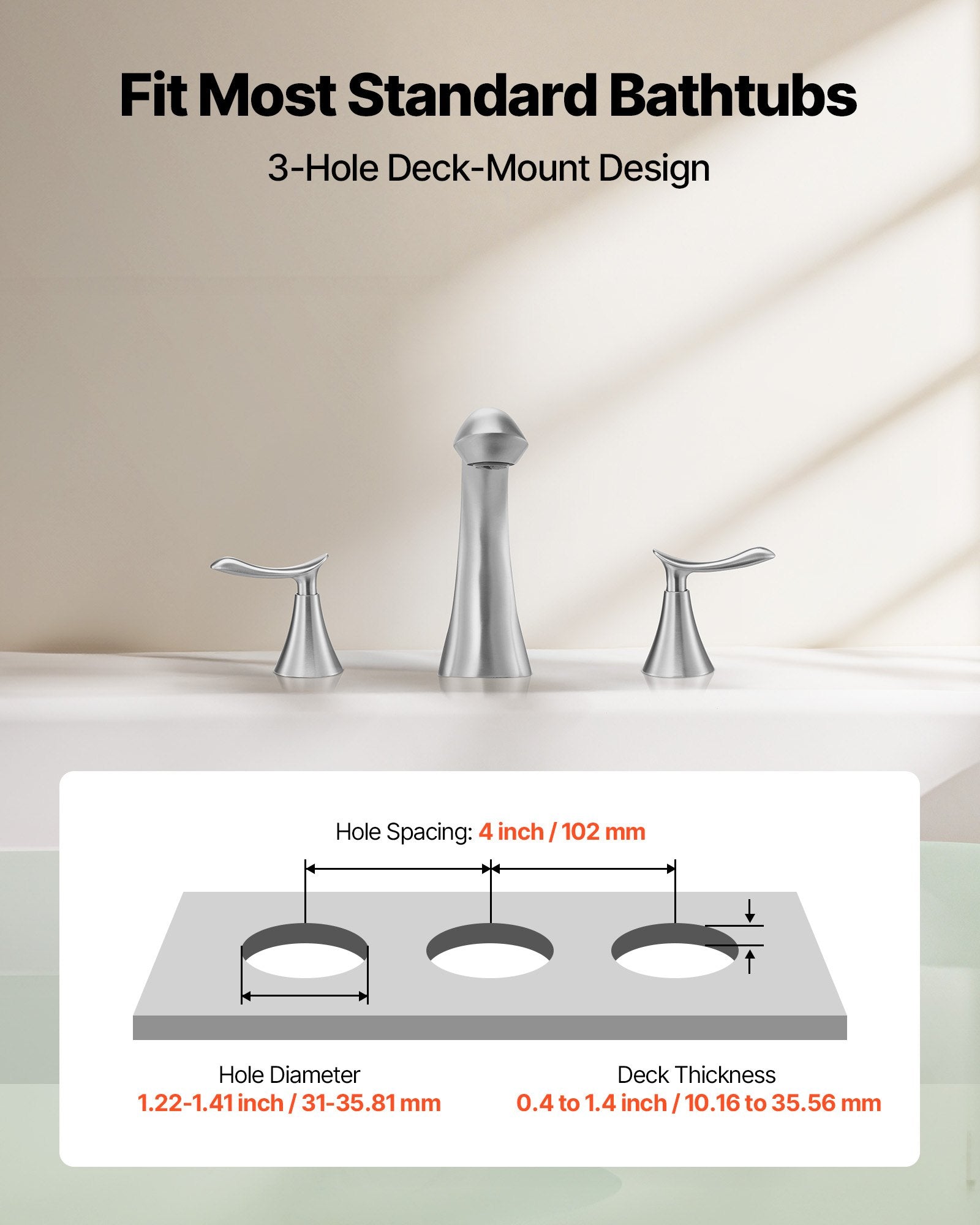 Roman Tub Faucet, 3 Hole Waterfall Bathtub Faucet, Gooseneck Bath Tubs Faucets Set With 2 Handles, Deck Mount Bath Tub Faucets Set For Pet Washing, Adult Bathing, Brushed Stainless Steel