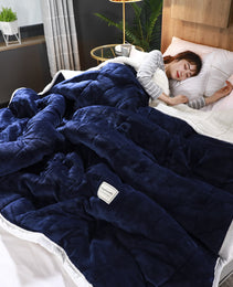 Fleece Blankets And Throws Thick Warm Winter Blankets Home Super Soft Duvet Luxury Solid Blankets On Twin Bedding