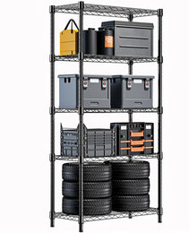 1250 Lbs Steel Heavy Duty 5-Tier Utility Shelving Unit Steel Organizer Wire Rack For Home,Kitchen,Office,Black  13.8  D X 23.6  W X 62.4  H