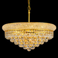 Gold Crystal Chandeliers for Dining Room，12-Lights D22 Inch