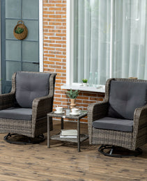 Patio Bistro Set, Porch Furniture with 360° Rotation & Rocking Function, 28.25"x30.75"x36.25", Gray