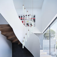 24-Light LED Modern Crystal Chandeliers, Large Long Foyer Chandeliers for High Ceilings, 78" Extra Long 3 Color Dimmable Staircase Chandelier Crystal Drop Light for Foyer Double Height Ceiling