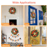 1Pc 17.71IN Autumn Wreath With Pumpkin Mixed Leaves Berries Flowers Fall Decoration For Indoor Outdoor Window Wall Front Door In Halloween Thanks Giving Day - CJDS - FC