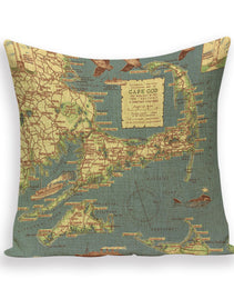 New Retro Toss Pillow Case European World Map Cushion Cover Seat Sofa Covers Morocco Linen House Home Decor Throw Pillows Cases