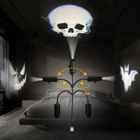 USB Projector Light Halloween Ghost Skull Night Light Switchable Pattern LED Projector Lamp for Room Ceiling Window Wall Decor