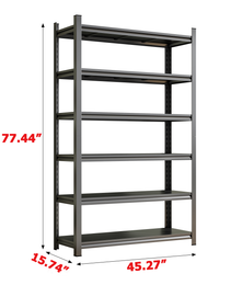 Garage Storage Rack, 6-Story Metal Shelves, Adjustable Partition Storage Unit, Supermarket, Home, Garage, Basement Storage Rack, Black, Requires Assembly