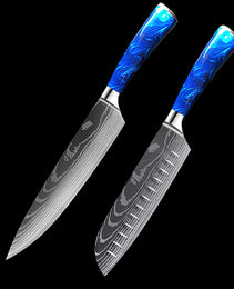 8-inch Chef Knife with Blue Resin Handle