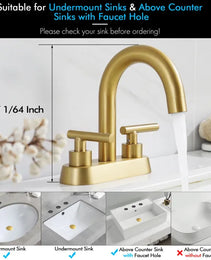 4 Inch Vanity Faucet Bathroom Faucet Dual Handle Bathroom Basin Faucet Leak-Free Brass[Unable Ship Weekends, TK/TEMU Only For Pickup]