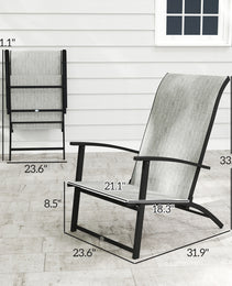 Set Of 2 Outdoor Dining Chairs With High Back, Armrests, Folding Patio Chairs For Patio, Lawn, Camping, Gray