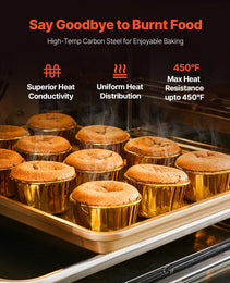 Baking Pan Set 3-Piece Nonstick Carbon Steel Bakeware Set With Silicone Handle
