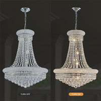 Modern Crystal Chandeliers Light Fixture,11-Light Empire Style K9 Crystal Chandeliers for Entryway, Chrome Finish Luxury Chandeliers for Living Room Bedroom Stairway Foyer Hallway D23.6