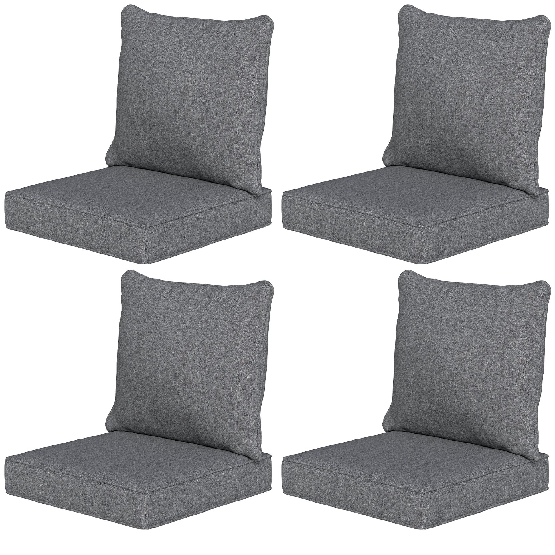 8 Patio Chair Cushions with Seat & Backrest, Fade Resistant Seat Replacement Cushion Set, Gray
