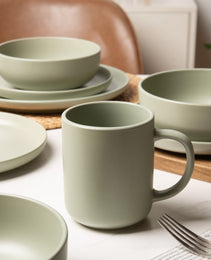 12-Piece Stoneware Dinnerware Sets With Mugs  Microwave & Dishwasher Safe  Non-Toxic Dinner Plates Bowls Set   Stackable Matte Glaze Kitchenware For 3