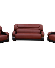 Pickup Only--Black & Red Genuine Cow Leather 3-Piece Couch Living Room Sofa Set