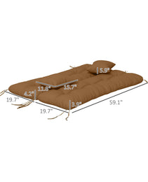 59" Tufted Bench Cushions & Throw Pillows, Replacement Bench Seat Pad, Back & 2 Pillows For Outdoor Furniture, Tan