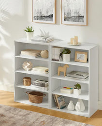 CD DVD Storage Cabinet, Bookcase, Adjustable Shelf 8-layer Storage, Display Bookshelf, Home, Office, Multi-functional Double-layer Bookcase, Can Be Disassembled Into Two 4-layer Storage Bookcases