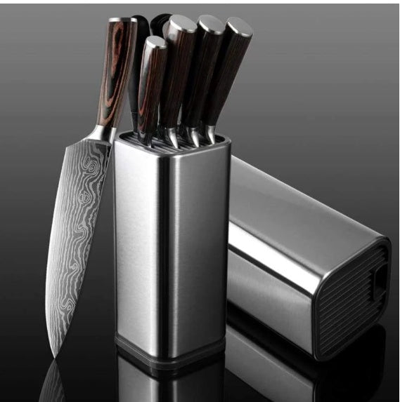Multifunctional Kitchen Tool Holder – Large Capacity Stainless Steel Knife & Cutlery Storage Rack with Drainable Design