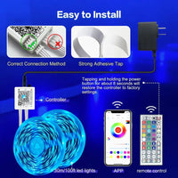 KEXU Wifi Smart LED Strip Lights - Voice Control RGB Ambient Colored LED Strip Lighting, Alexa & Google Assistant Compatible, Music Sync, Remote-Controlled Indoor House Decor Lights for Dorm Room, Living Room