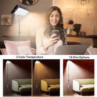 Bright LED Floor Lamp for Outdoor/Indoor Use with Timer, Dimmable Standing Task Light for Yard, Camping, Office & Living Room