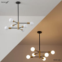 Modern Chandeliers for Dining Room, Black and Gold Chandelier Ceiling Light Fixture 6-Light Sputnik Chandeliers Mid Century Chandeliers for Living Room,Kitchen Island,Bedroom,Foyer
