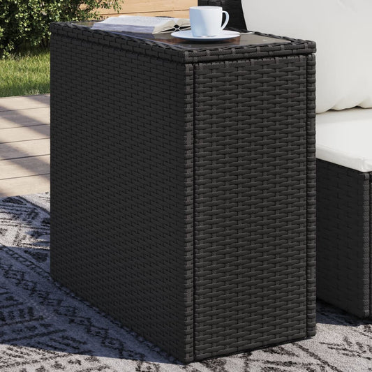 garden side table with glass top 58x27, rattan   garden side table