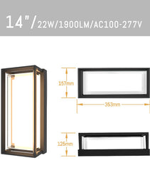 Wall Light  -14“ RGBW - 22W - 100-277V - IP65 - JXLBD14
