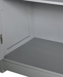 Freestanding Bathroom Floor Cabinet, Wooden Bathroom Cabinet with 2 Doors, 2 Drawers and Adjustable Shelf, Gray