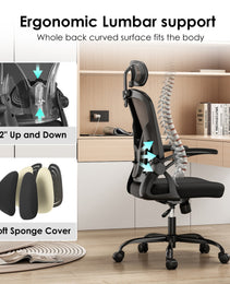 Ergonomic Office Chair, Home Office Desk Chair With Headrest, High Back Computer Chair With Armrests And Adjustable Lumbar Support For Home Office Study Room, Black