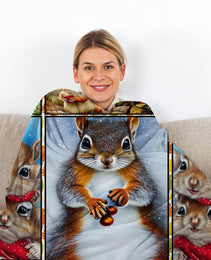 1pc Cute Cartoon Squirrel Printed Blanket, Soft And Skin Friendly Casual Blanket, Cover Blanket, Multi Scene Warm Decorative Blanket, Suitable For All Seasons
