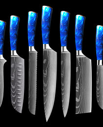 8-inch Chef Knife with Blue Resin Handle