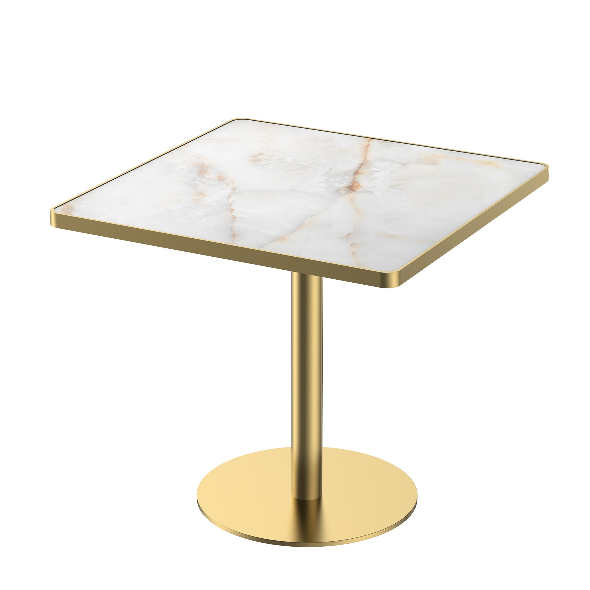 Square Modern Dinning Table 31.5 Inches Bistro Table Tulip Table With Faux Marble Top,Easy Assemble,Sturdy Metal Frame Diameter