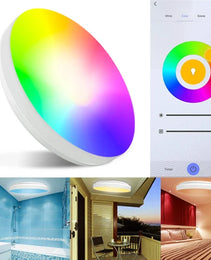 14'' Wifi Dual Brush Nickel Ring Panel Light Surface Mount Ceiling Fixture -  Adjustable 25W RGB+CCT EBK Brilliance!