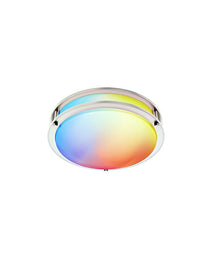 14'' Wifi Dual Brush Nickel Ring Panel Light Surface Mount Ceiling Fixture -  Adjustable 25W RGB+CCT EBK Brilliance!