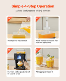 Snowflake Ice Machine, 44LBS/24H Snowflake Ice Maker, Ice-Shaver Machine With Stainless Steel Blade, Electric Snow Cone Maker With 0.2 Gal Tank, 60S Fast Pre-Cooling, For Home & Small Gatherings