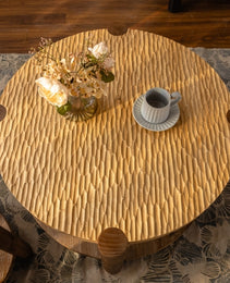 Round Coffee Table With Solid Wood For Living Room, 2-Tier Round Coffee Table With Storage Shelf, Mid Century Modern Coffee Table , Home Small Space, Easy Assembly