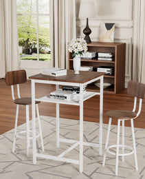 Bar Table, Equipped With 2 Bar Stools , With Backrest And Partition