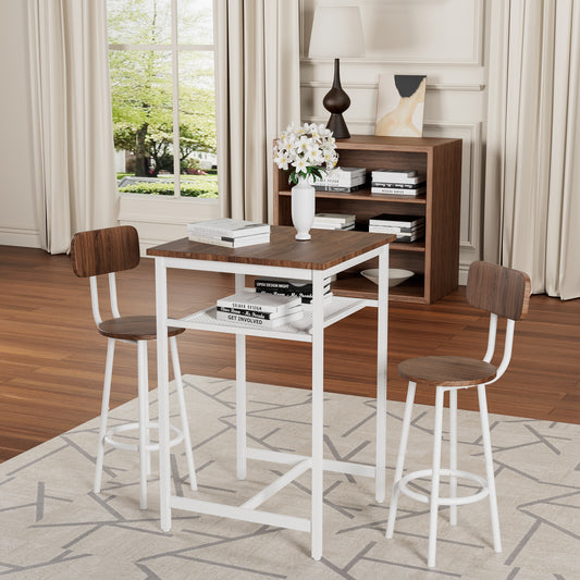 Bar Table, Equipped With 2 Bar Stools , With Backrest And Partition