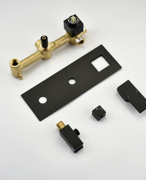 Brass Matte Black Shower Faucet With Shower System, 10 Inch Shower Head And Handheld Spray Bathroom Deluxe Faucet Combination