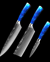 8-inch Chef Knife with Blue Resin Handle